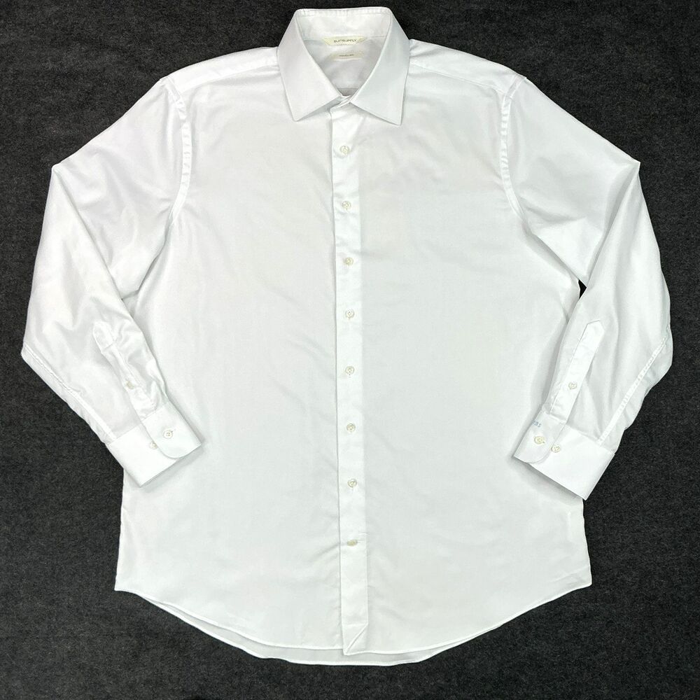 SUITSUPPLY Traveller Slim Fit White Dress Shirt Men Size 43 / 17 XL Quiet Luxury